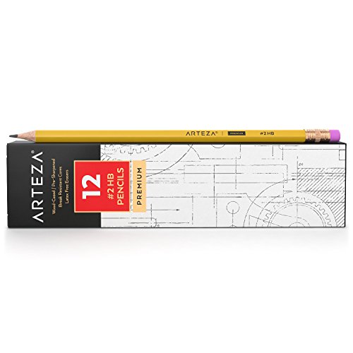 Miniatura 4 de Arteza Lápices Hb2, Caja De 48 Lapiceros De Madera Afilados De Fábrica Con Goma De Borrar Sin Látex, Pack De Lápices Negros De Grafito Para Suministros De Oficina Y Material Escolar