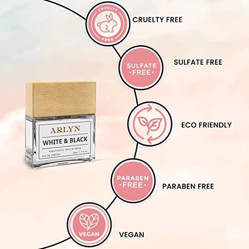 Arlyn White & Black Men's Eau De Parfum (Edp) Cologne - Long-Lasting Fragrance - 1.7Oz - Notes Of Bergamot, Ginger, Mint, Lemon - Alcohol Free, Vegan, Cruelty Free #TOP5