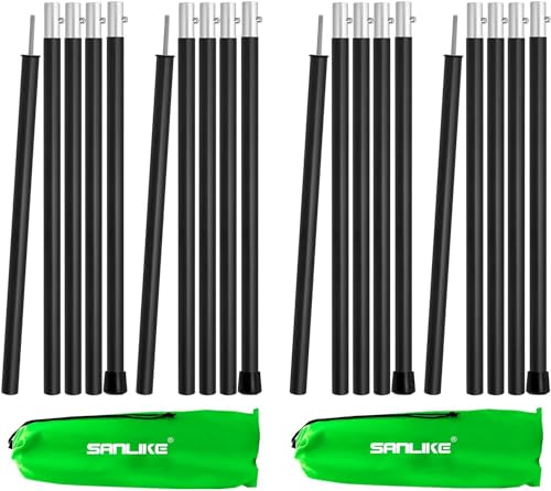 SAN LIKE Aluminum Tent Poles for Tarp - 75in Collapsible Poles for Awnings, Canopy, Rain Fly, Shelter - 4 Sets-5 Sections