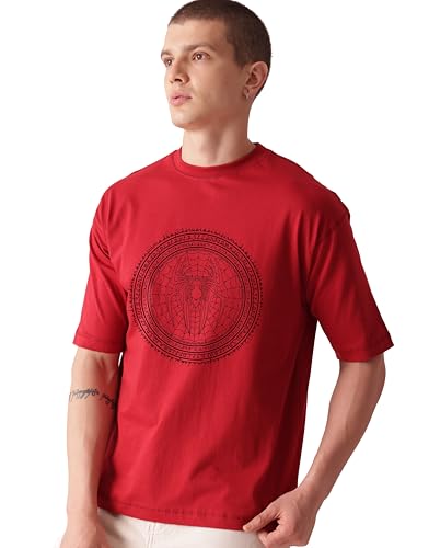 Image of Unisex 100% Cotton Superhero Graphic Printed Drop Shoulder Oversized Fit T-Shirt for Men and Women