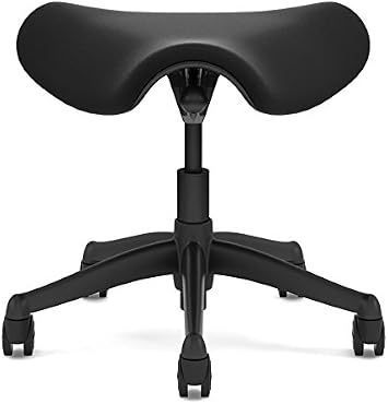 Humanscale Freedom Saddle Stool Chair - Graphite Frame with Black Lotus Fabric - Standard Carpet Casters