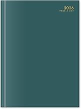 2026 A4 Day a Page Diary - Appointment Times Full Year Hardback UK Planner - for Home Office School & Work (Dark Teal)
