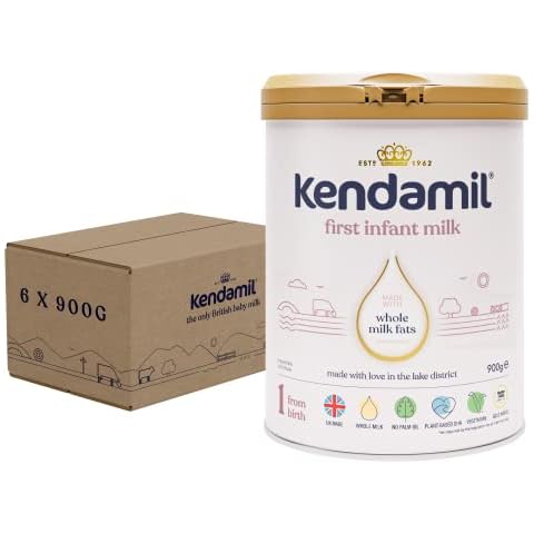 (6x900g) Kendamil First Infant Milk 6-Pack, Stage 1 from Birth - British Made, Whole Milk Formula - Vegetarian, No Palm Oil, No GMOs - with Omega 3 DHA, Omega 6 ARA and Prebiotics Cover