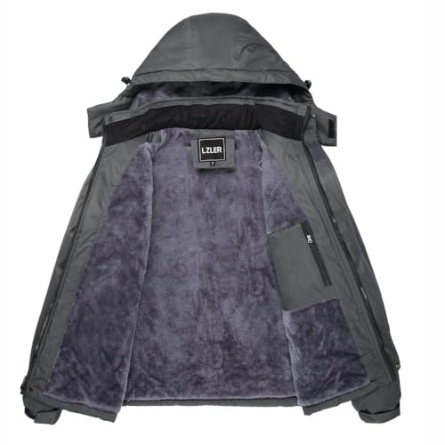 LZLER LZLER Winterjacke Herren Skijacke Snowboardjacke Wasserdicht Funktionsjacke Windbreaker Kapuze Winter Coat Snowboardjacke - Zusatzansicht 4 | TV | Video | Foto