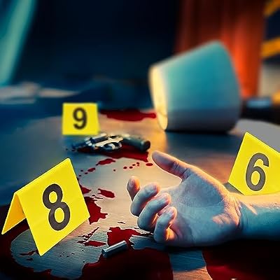 Evidence Marker, 10PCS Crime Scene Markers, Double-Sided Acrylic Evidence Markers Tents, Reusable Detective Decorations for NO.1-10 Halloween Prop