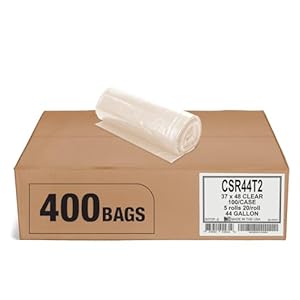 Aluf Plastics 44 Gallon 1.5 MIL (eq) Clear Heavy Duty Garbage Bags – 37″ x 48″ – Pack of 400 – for Industrial, Recycling, Storage, & Outdoor