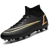 ASOCO DREAM Fußballschuhe Herren High-Top Stollen Fussballschuhe Kinder Jungen Professionelle Trainingsschuhe Sportschuhe Outdoor Athletics Football Schuhe,Schwarz,43 EU