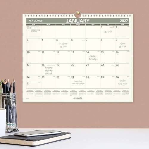 Image of AT-A-GLANCE 2027 Wall Calendar, Monthly, 15 inch x 12 inch Planner, Unruled Daily Blocks, Recycled (PMG772827)