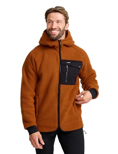 RevolutionRace Sherpa Hoodie da Uomo, Giacca in Pile Ottima per le Escursioni e le Avventure All'aria Aperta, Caramel Café, M