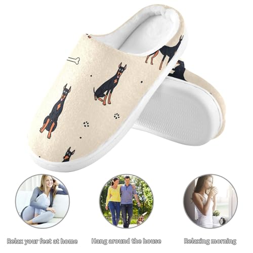 JUNZAN Doberman Dogs Pattern Mens House Cotton Slipper Winter Memory Foam Bedroom Shoes for Outdoor Funny Presents 6-73
