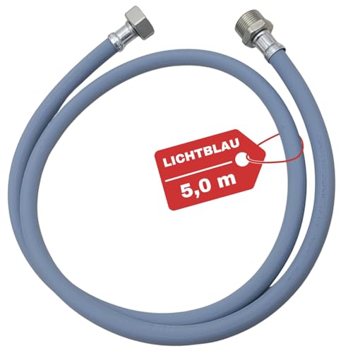 LICHTBLAU Prolongación de manguera 5m de entrada con rosca metálica Conexión para lavadora lavavajillas I 3/4 pulgadas I Prolongación para manguera de entrada de agua universal