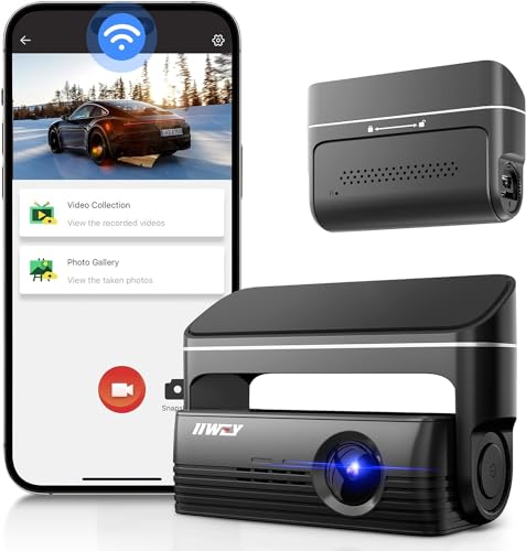 IIWEY WiFi Dash Cam Front 1080P Mini Hidden Car Dashboard Recorder with Super Night Vision, Lens 360° Rotation, App Control for Car, capacitor, G-sensor, Parking Monitor