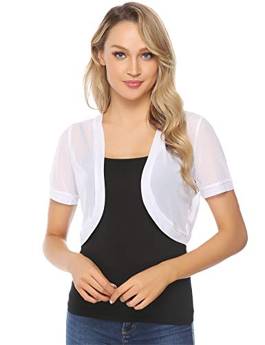 Abollria Bolero Donna Elegante Primaverile a Maniche Corte Cardigan Corto Coprispalle Shrug Estivi Cappotto Leggero Corta Donna