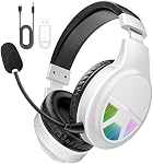 2.4GHz Wireless Gaming Headset for PC, PS5, PS4, Switch, USB Gaming Headphones with Noise Canceling Microphone, Bluetooth 5.4, RGB Lights, 60H Battery Headsets for Mac, Laptop, Mobile