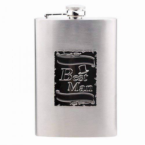 Top Shelf Flasks Personalized Custom Engraved 8Oz Stainless Steel Groomsman Flasks For Weddings With Emblem, True Metal Etching Lasts A Lifetime, 6Pk #TOP6