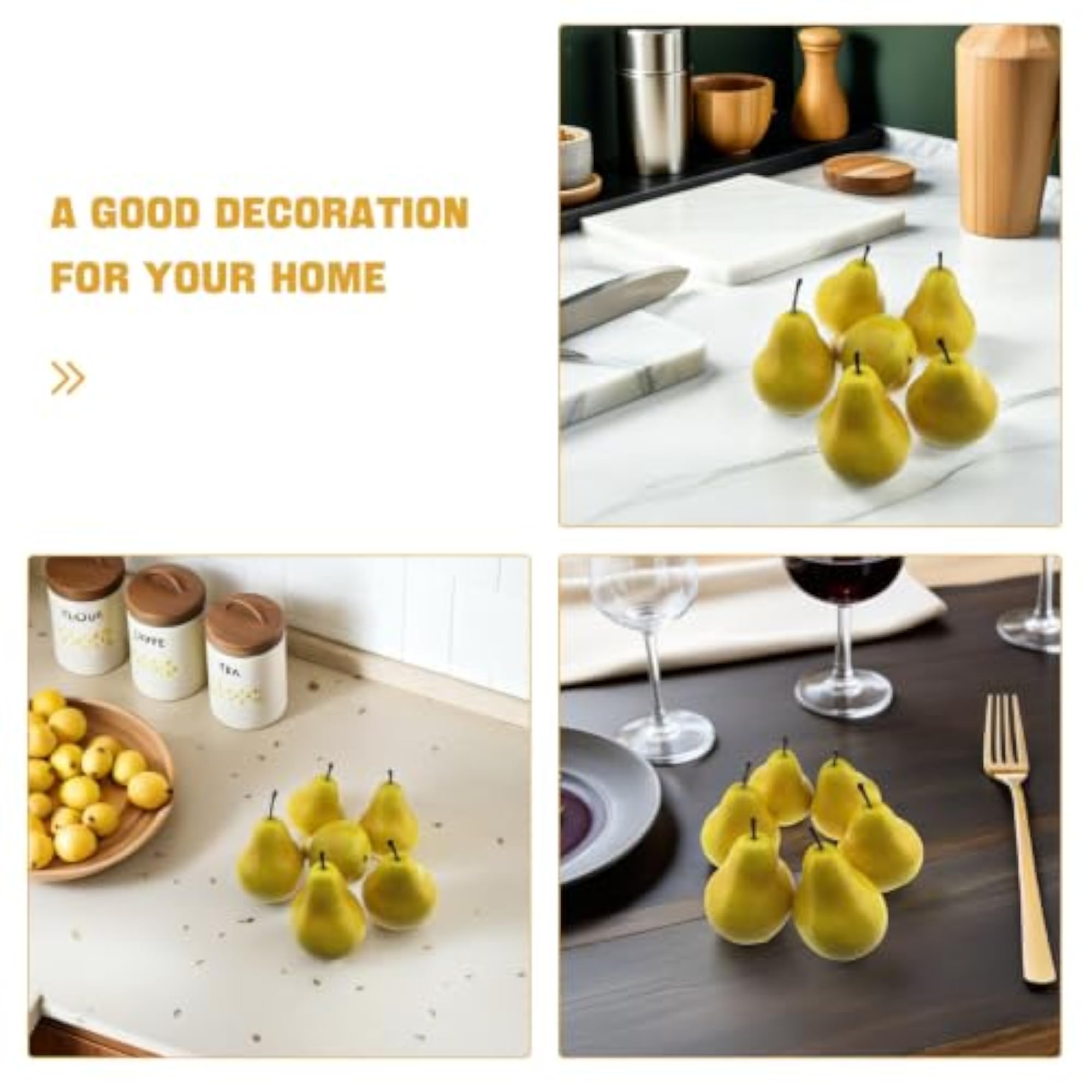 6pcs Fake Pears Artificial Fruit for Table Centerpieces