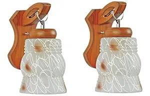 Afast Stylish Attractive & Designer Colorful Hand Decorative Sconce Glass Wall Lamp Light with All Fitting & Fixture ( Set of Two)