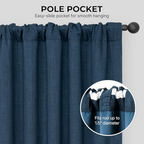 HPD Half Price Drapes Faux Linen Room Darkening Curtains for Bedroom 50 X 84, BOCH-LN21332-84 (1 Panel), Nightfall Navy by HPD Half Price Drapes - Image 7