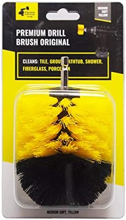 Premium Drill Brush For Professional Cleaning - Medium Soft, Yellow, 8.5 cm. Doesn't Scratch Surfaces. Suitable for Tile, Grout, Bathtub, Shower, Fiberglass, Porcelain Cleaning