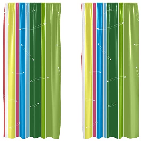 Rideaux rayés vert jaune bleu rouge pour chambre lot de 2 - 2