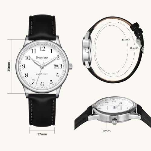 VTAIGE Watches for Men, Fashion Leather Mens Watch, Waterproof Quartz Analog Wrist Watch with Luminous Hands, Date Display, Leather Strap - Best Gift for Men — view 3