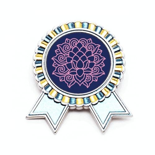 Broche fleur de lotus en métal taille M avec médaillon élégant