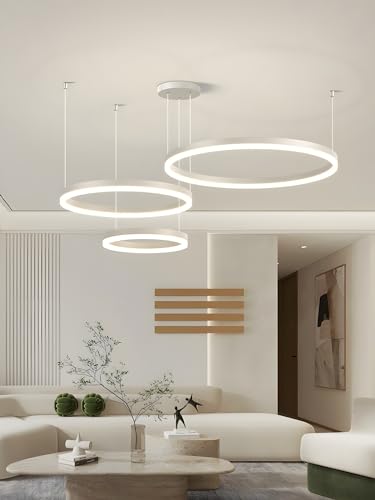 Lustre LED télécommandé et réglable en hauteur pour un éclairage de salon idéal