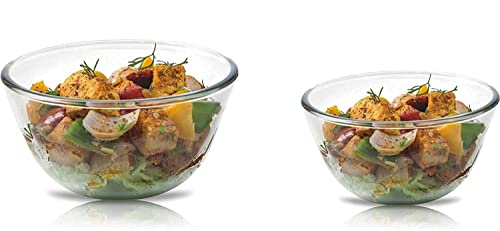 SignoraWare Borosilicate Glass Mixing Bowls and Serving Bowls Set, Micro Wave Oven Safe (500ml+1000ml, Set Of 2 Piece, Transparent Clear)