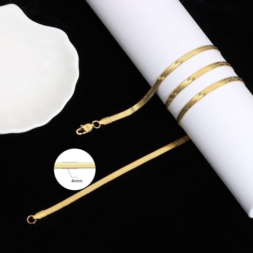 Surart 18K Gold Necklace for Women, Gold Chain Necklace Dainty Jewelry Gift (Herringbone, 16 Inch) by Surart - Used condition - Image 2
