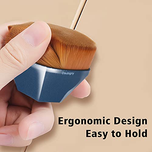 Image of Daubigny Perfect Makeup Brush for Face Blush Foundation Brush for Blending Liquid, Cream or Flawless Powder Cosmetics with Protective Case (Blue)