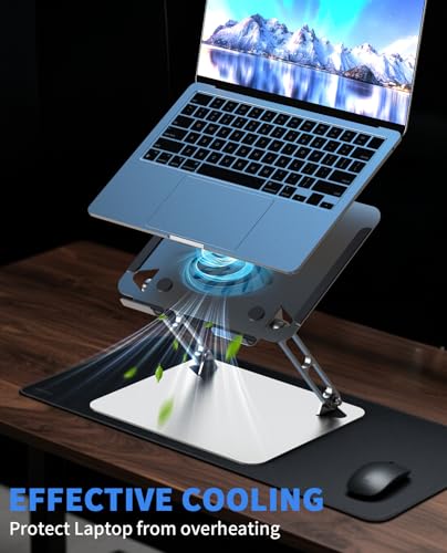 SOUNDANCE Laptop Cooling Pad with Upgrade Low-Noise Fan and 3.0 USB Hubs, Ventilated Laptop Cooler Prevent Overheating, Adjustable Ergonomic Laptop Stand Support Up to 16” Gaming Notebook Computer - Image 3