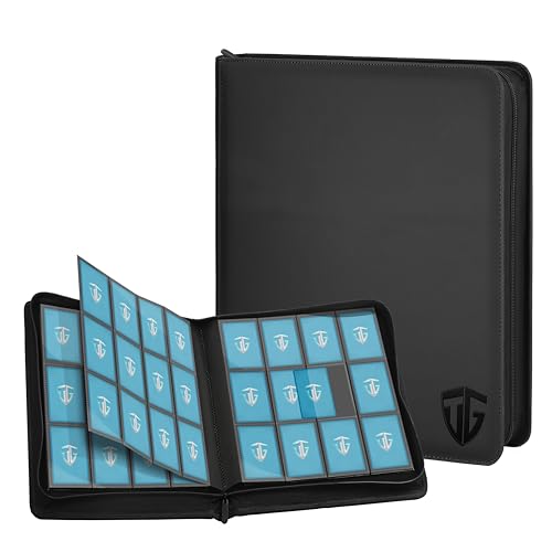 Image of 12 Pockets Trading Card Zipper Binder for 720 Cards| Secure Side Loading Pockets | Trading Card Album Folder | Compatible with YuGiOh, MTG(Black 12)