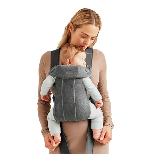 Image of BabyBjörn Baby Carrier Mini, Dark Gray, 3D Jersey Infant Carrier (7-25 lbs), Ergonomic, Easy-to-Use