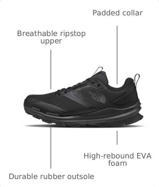 The North Face Women's VECTIV Fastpack Lite Waterproof Hiking Shoe - Rockered, Abrasion Resistant, TNF Black/Anthracite Grey, 7.5 by The North Face - Used condition - Image 2