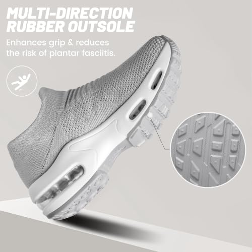 Image of YHOON Women's Walking Shoes Slip-On - Comfortable Work Shoes for Standing All Day, Breathable Air Cushion Nursing Sneakers