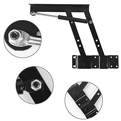 Keileoho 2 Pcs Lift Up Top Hinge Spring Folding Stand Rack Bracket Tea Coffee Table Hinge Mechanism Furniture Hardware Lifting Rack Shelf 9.52 Inch, Gas Hydraulic #TOP3