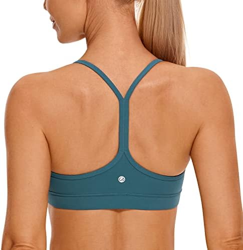 CRZ YOGA Damski Low Impact Strappy Wyściełany Biustonosz Sportowy Y Racer Plecy Spaghetti Paski Jogi Biustonosz Topy