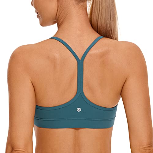 Crz Yoga Womens Butterluxe Y Back Sports Bra - Padded Racerback Low Impact Spaghetti Thin Strap Workout Yoga Bra Petrol Blue Medium #TOP8