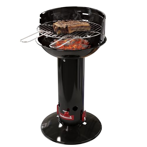 Barbecook Loewy 40 mini grill Holzkohlegrill BBQ mit Windschutz, Grillen für 4 Personen, schwarz, 40x40x75cm