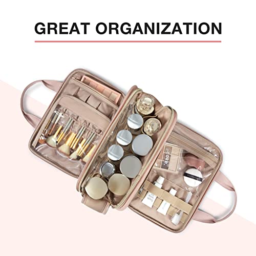 Bagsmart Travel Toiletry Bag, Large Makeup Cosmetic Bag Water-Resistant Travel Organizer For Full Sized Toiletries, Makeup Brushes, Accessories, Soft Pink #TOP1