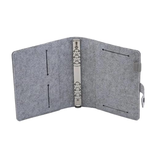 A5 A6 フェルトシェル布製ノート用紙プランナーインナーページリングバインダーホルダーポータブルダイアリー文房具用品(Light gray Shell,A5)