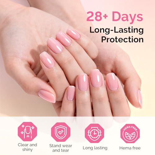 Image of MelodySusie Hema Free Top Coat Base Coat Builder Gel Set Long Lasting Shine Finish Soak Off UV LED Nail Lamp Nail Polish Art Design Manicure Kit Perfect Gifts for Women Girls 3 Pcs 15ml Clear