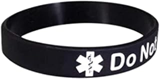 Jude Jewelers 10mm Width Silicone Medical Awareness Alert DNR DO NOT RESUSCITATE Emergency Bangle Bracelet