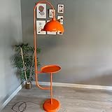 bamyum Gorkiede Metall, Moderne, Stehlampe Wohnzimmer, Schlafzimmer, Kinderzimmer mit E27 Fassung, 30 cm Breit, verstellbarer Lampenschirm, Stehleuchte mit Ablage, Orange