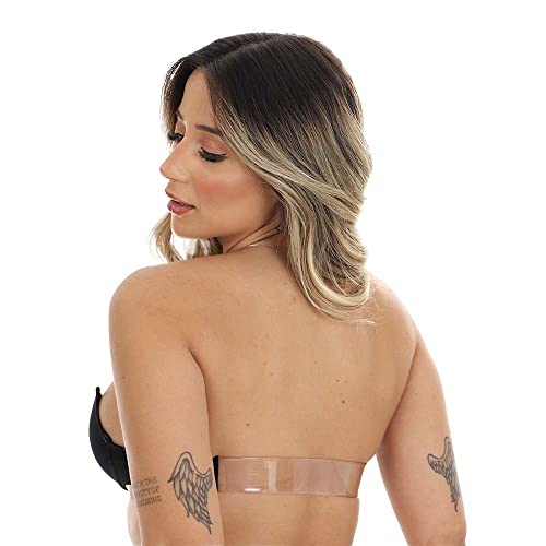 Sutiã Com Bojo Alça Transparente Removível Costa Nua Fristyle Preto Bege Branco Nude Casual Soutien
