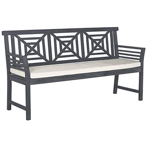 Safavieh Pat6737B Outdoor Collection Del Mar 3 Seat Bench, Ash Grey/Beige #TOP1