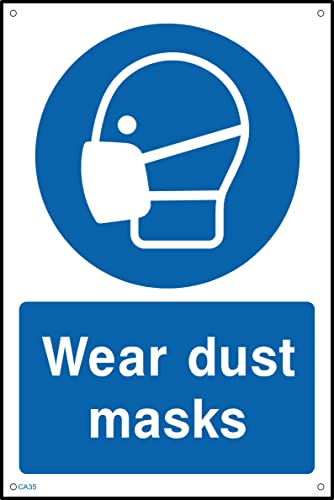 Wear Dust Masks Sign - 200mm x 300mm - 1.2mm Rigid Plastic Drilled Sign (CA35)