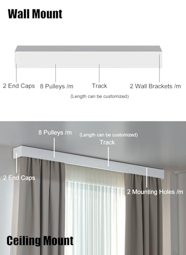 Riel para Cortina Opaca Techo Barra Cenefa Habitación 274cm 7