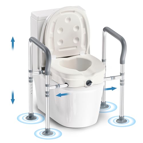 Raised Toilet Seat for Seniors with Handles - 3.5in Elevated