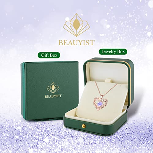 Beauyist Love Heart Birthstone Necklaces For Women & Girls, Engraved I Love You Pendant Necklace Zirconia Diamond, Anniversary Birthday 2023 Jewelry Gifts For Wife/Girlfriend/Mother/Her, 18K White Gold-Alexandarite #TOP4